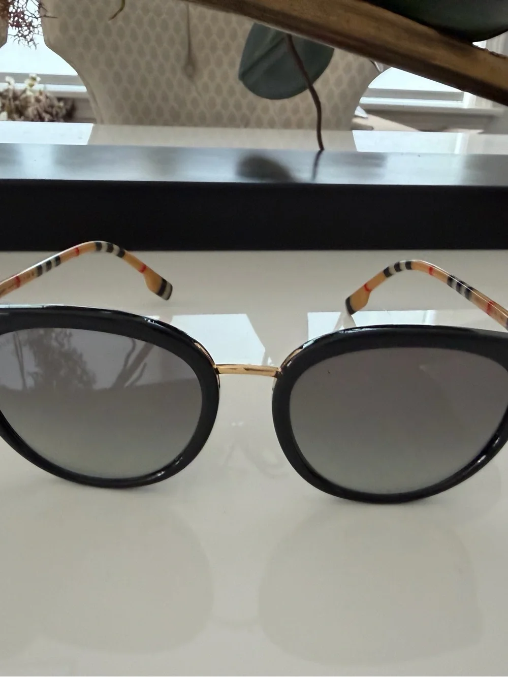 Burberry Black Front Sunglasses with Tortoise Temples